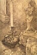 Still Life with a Candlestick,a carafe,and a glass Mikhail Vrubel